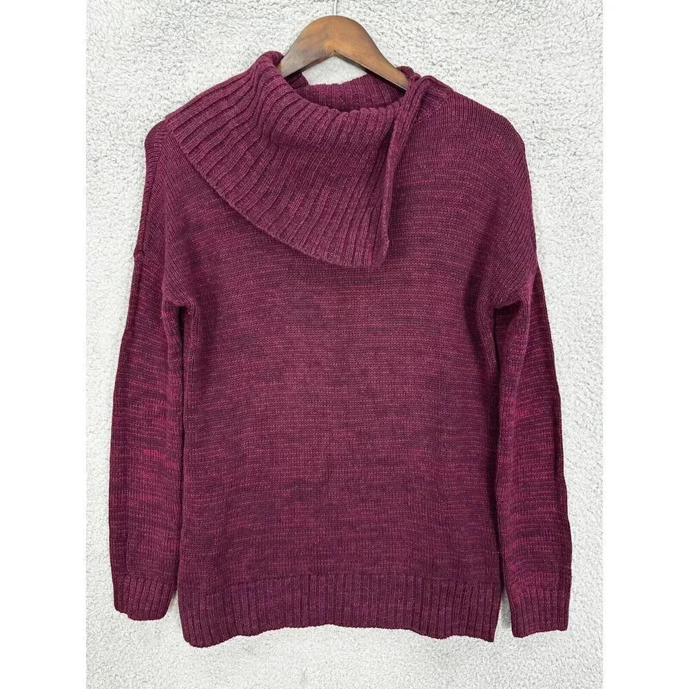 Matty M sweater women small red heathered shawl neck pullover casual layers cozy